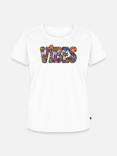 Vibes: Psychedelische Hippie Farbpracht - Frauen Premium Bio T-Shirt - Weiß