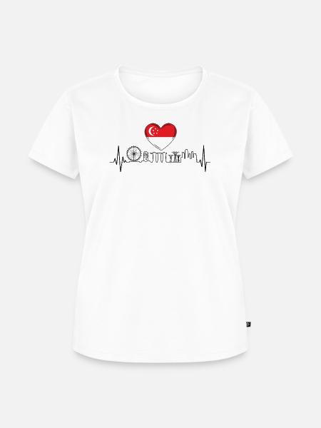 Singapur Skyline Herzschlag Asiatisch - Frauen Premium Bio T-Shirt - Weiß
