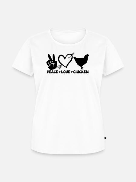 Peace Love Chicken - Frauen Premium Bio T-Shirt - Weiß