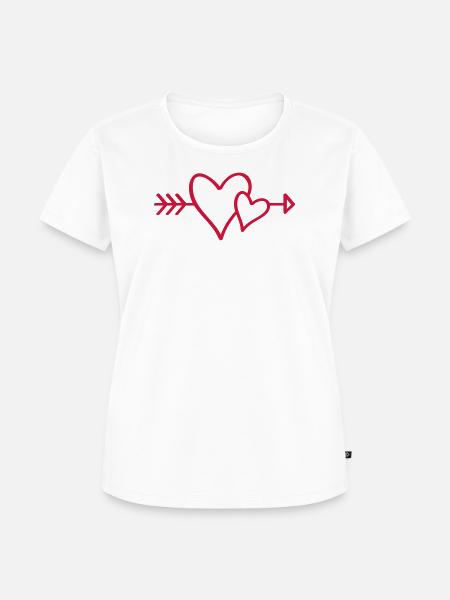 Herzpfeil Minimallinie - Frauen Premium Bio T-Shirt - Weiß