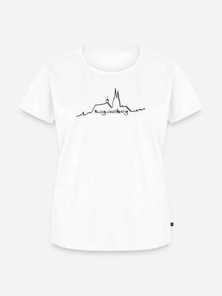 Regensburg Skyline schwarz - Frauen Premium Bio T-Shirt - Weiß