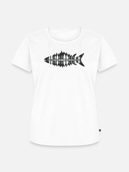 Fischer Natur Fischwald Minimalistisch - Frauen Premium Bio T-Shirt - Weiß