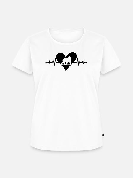 Affe Herzschlag Herz - Frauen Premium Bio T-Shirt - Weiß