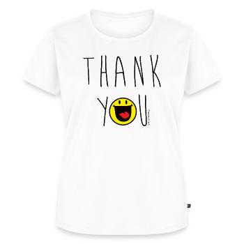 SmileyWorld Lachender Smiley Thank You - Frauen Premium Bio T-Shirt - Weiß - Vorne - AI Model Female 172 dark (172cm)