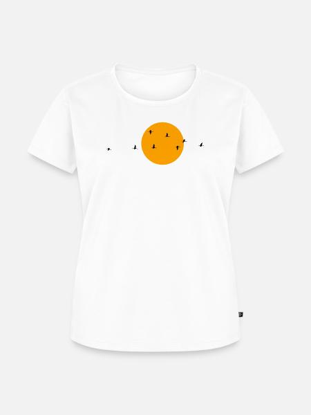 Wildgänse Kraniche Frühling - Frauen Premium Bio T-Shirt - Weiß