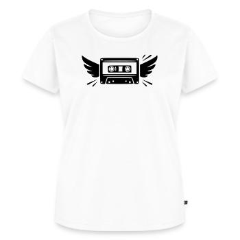 Cassette de musique rétro avec ailes | Années 80 et 90 - T-shirt Premium bio Femme - blanc - Devant - AI Model Female 172 dark (172cm)