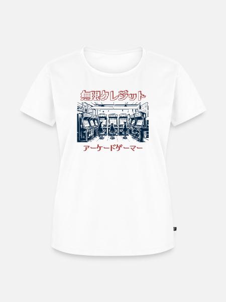 Katzen Arcade Gaming Japanese - Frauen Premium Bio T-Shirt - Weiß