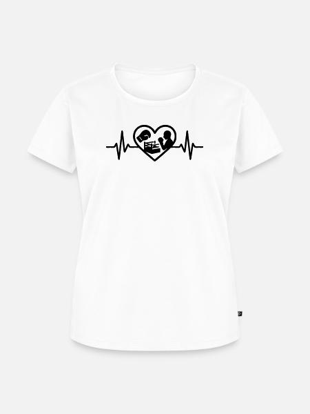 Boxen Herz Handschuh Ring Silhouette - Frauen Premium Bio T-Shirt - Weiß
