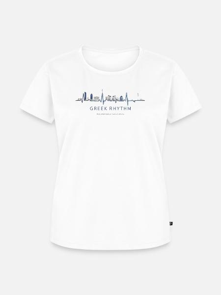 Griechischer Skyline-Herzschlag - Frauen Premium Bio T-Shirt - Weiß