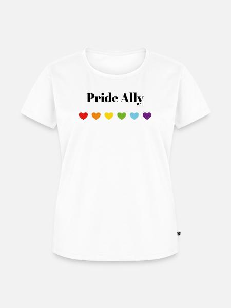 Rainbow Hearts Safe Space Pride Ally - Frauen Premium Bio T-Shirt - Weiß