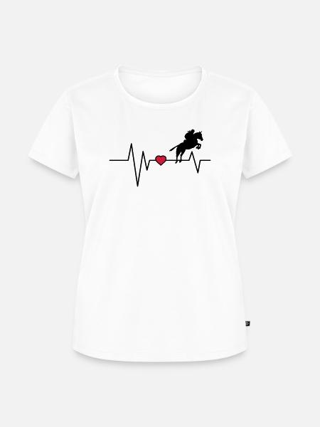 Herzschlag Springreiter - Frauen Premium Bio T-Shirt - Weiß