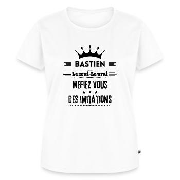 Bastien le seul le vrai Humour meilleur cadeau - T-shirt Premium bio Femme - blanc - Devant - AI Model Female 172 dark (172cm)