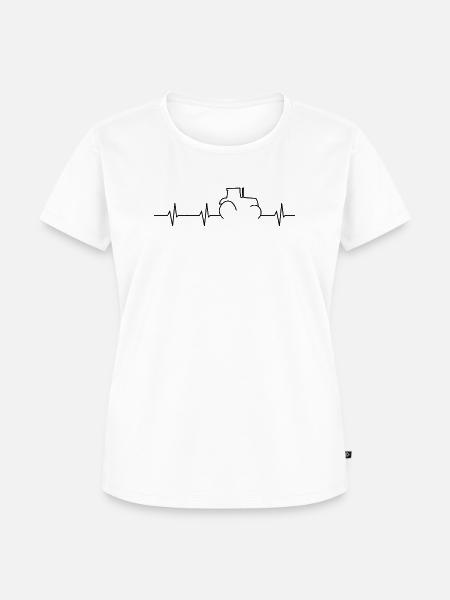 Traktor Herzschlag Puls - Frauen Premium Bio T-Shirt - Weiß