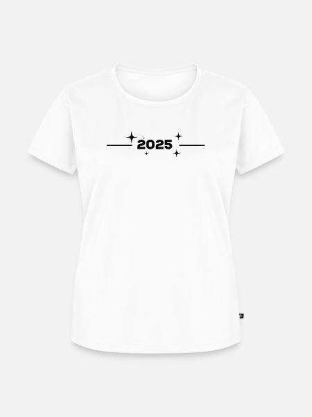 2025 - Jahr - Linie - Jahreswechsel - Frauen Premium Bio T-Shirt - Weiß
