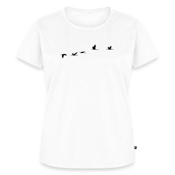 Zugvögel Kranich Vogel - Frauen Premium Bio T-Shirt - Weiß - Vorne - AI Model Female 172 dark (172cm)