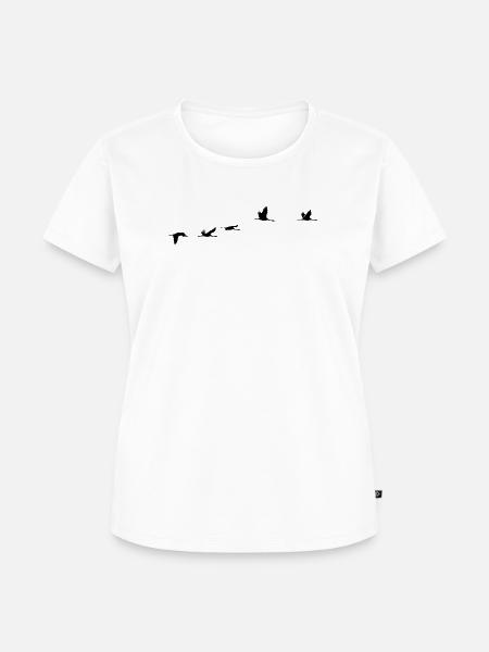 Zugvögel Kranich Vogel - Frauen Premium Bio T-Shirt - Weiß