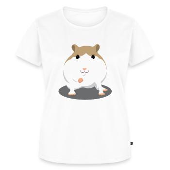 Cute Brown and White Hamster Cartoon - Women's Premium Organic T-shirt - white - Front - AI Model Female 172 dark (172cm)