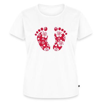 Fußabdruck Füße fussabdruck füsse Fuß Fußabdruck - Frauen Premium Bio T-Shirt - Weiß - Vorne - AI Model Female 172 dark (172cm)