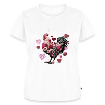 Poulet Fleurs et Coeurs - T-shirt Premium bio Femme - blanc - Devant - AI Model Female 172 dark (172cm)