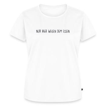 SEULEMENT ICI POUR LA NOURRITURE - T-shirt Premium bio Femme - blanc - Devant - AI Model Female 172 dark (172cm)