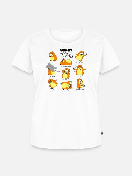 Handy Yoga - Frauen Premium Bio T-Shirt - Weiß