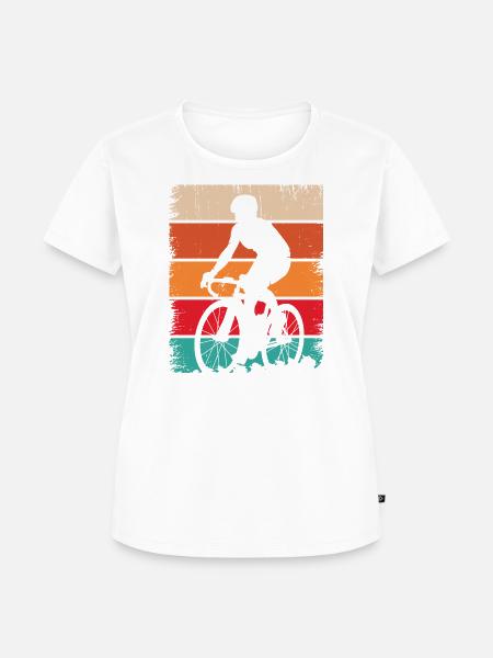 Retro Sonnenuntergang Radfahrer Silhouette - Frauen Premium Bio T-Shirt - Weiß