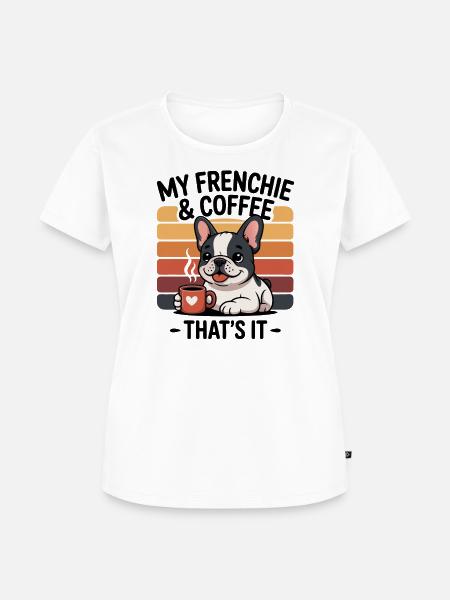 Kuschelbuldogge Frenchie Kaffee Herz - Frauen Premium Bio T-Shirt - Weiß