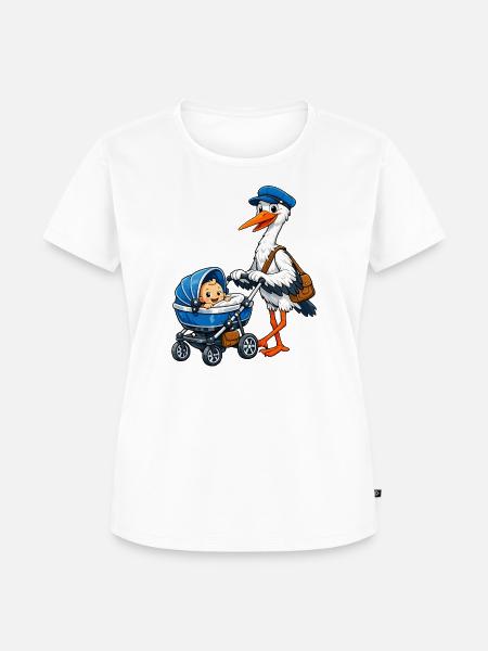 Storch mit Kinderwagen - Frauen Premium Bio T-Shirt - Weiß