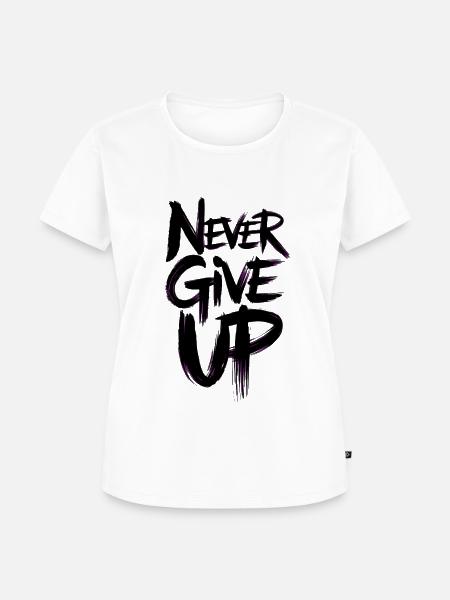 Gib niemals auf, lila Pinsel, - Frauen Premium Bio T-Shirt - Weiß
