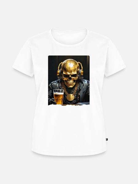 Bier Skull 0.7 - Frauen Premium Bio T-Shirt - Weiß