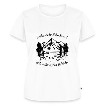 Natur, Wandern, Bergsteigen, Lustige Sprüche - Frauen Premium Bio T-Shirt - Weiß - Vorne - AI Model Female 172 dark (172cm)