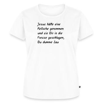 Zitat frei nach Kinski - Frauen Premium Bio T-Shirt - Weiß - Vorne - AI Model Female 172 dark (172cm)