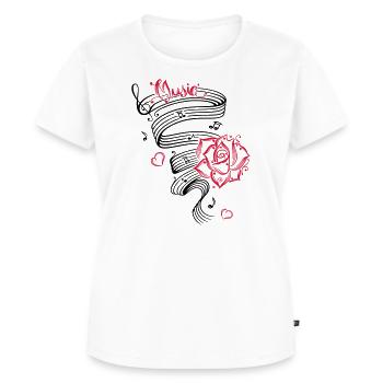 Notes musicales avec musique et fleur. - T-shirt Premium bio Femme - blanc - Devant - AI Model Female 172 dark (172cm)