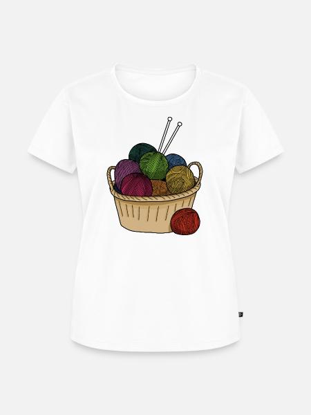 Farbige Wollknäuel Stricken - Frauen Premium Bio T-Shirt - Weiß