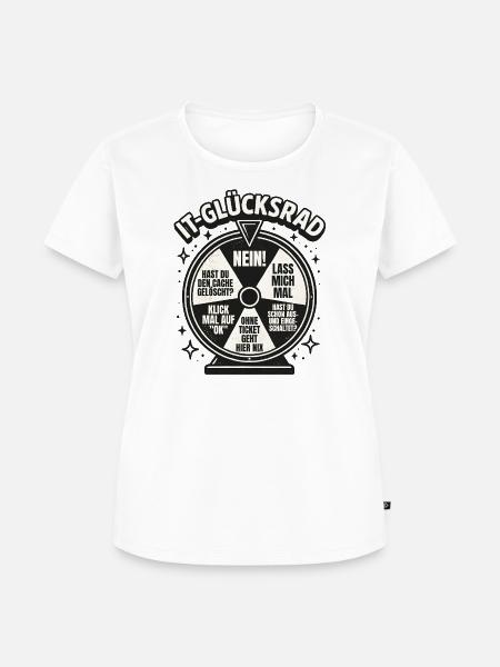 IT-Glücksrad Tech-Wortwitz Runde - Frauen Premium Bio T-Shirt - Weiß