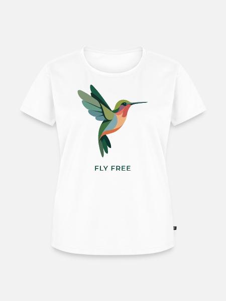 FEEL FREE – Bunter Kolibri Vogel - Frauen Premium Bio T-Shirt - Weiß