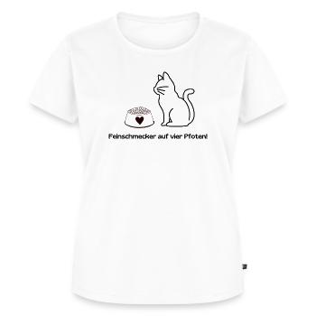 Feinschmecker auf vier Pfoten! - Frauen Premium Bio T-Shirt - Weiß - Vorne - AI Model Female 172 dark (172cm)