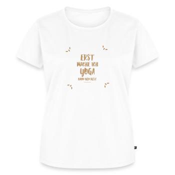 Erst mache ich Yoga - Frauen Premium Bio T-Shirt - Weiß - Vorne - AI Model Female 172 dark (172cm)