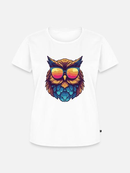 Eule mit Sonnenbrille - Frauen Premium Bio T-Shirt - Weiß