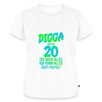 20. Geburtstag Digga ich bin 20 Ich Kann Alles - Frauen Premium Bio T-Shirt - Weiß - Vorne - AI Model Female 172 dark (172cm)
