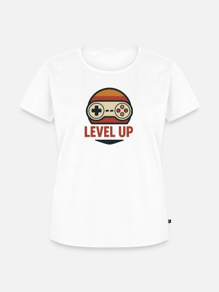 Level Up Retro Controller Grafik - Frauen Premium Bio T-Shirt - Weiß