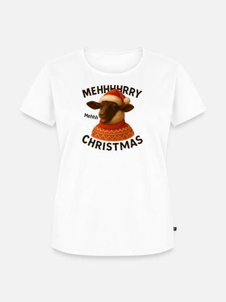 Meh Weihnachts-Schaf-Pullover - Frauen Premium Bio T-Shirt - Weiß