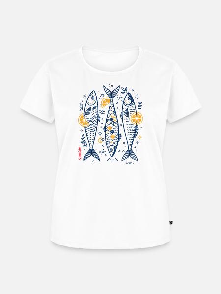 Drei Fische mit Zitrus-Details - Frauen Premium Bio T-Shirt - Weiß