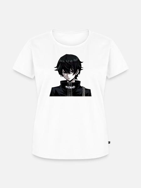 Dunkler Mangaheld im Schwarzoutfit - Frauen Premium Bio T-Shirt - Weiß
