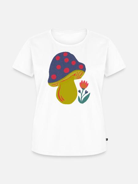 Farbenfroher Pilz mit Blütenakzent - Frauen Premium Bio T-Shirt - Weiß