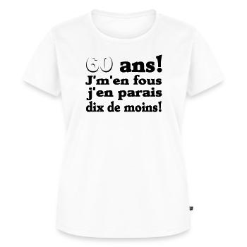 60 ans / anniversaire 60 ans / t-shirt 60 ans - T-shirt Premium bio Femme - blanc - Devant - AI Model Female 172 dark (172cm)