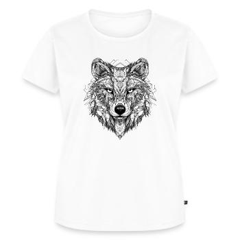 Wolf Geometrisch - Frauen Premium Bio T-Shirt - Weiß - Vorne - AI Model Female 172 dark (172cm)