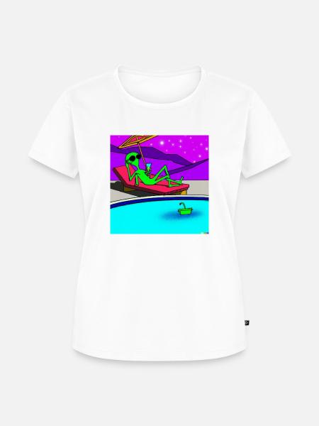 Alien am Pool - Frauen Premium Bio T-Shirt - Weiß