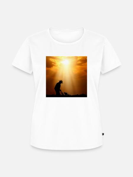 Feldarbeit bei Sonnenuntergang - Frauen Premium Bio T-Shirt - Weiß