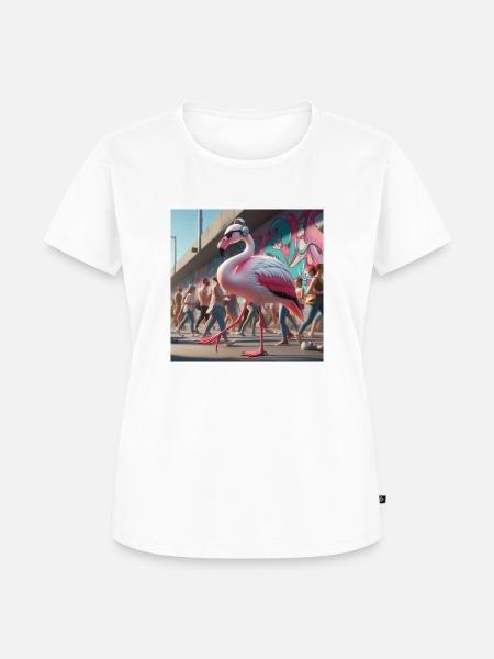 Flamingo Walk - Frauen Premium Bio T-Shirt - Weiß